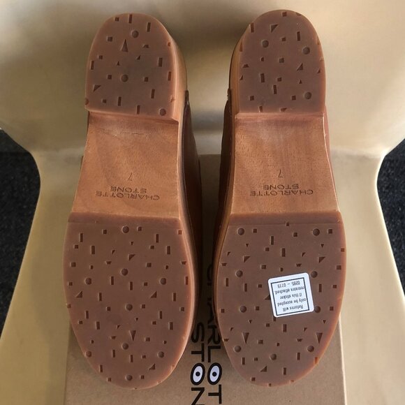 Charlotte Stone Martino Low Heel Wooden Clogs in Tan Leather - Picture 7 of 7